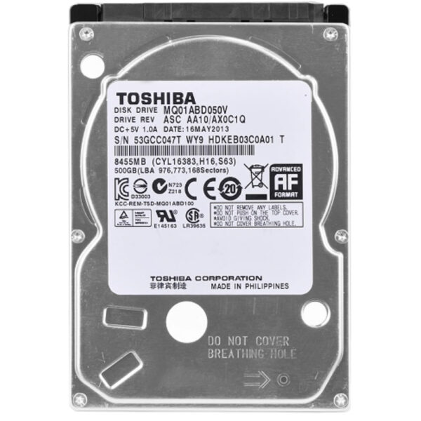 Duro Toshiba 2.5" 500gb 5400rpm