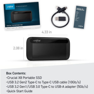 Disco Sólido Externo Crucial X8 1TB SSD USB-C/USB 3.0 - Imagen 3