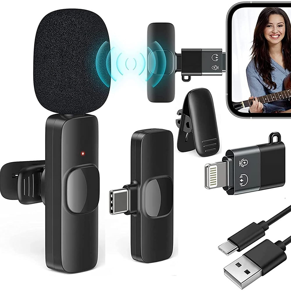 Micrófono Klack inalámbrico K8, Plug&Play, Compatible iPhone y Tipo-C, 20m,  con reducción de ruido – Klack Europe