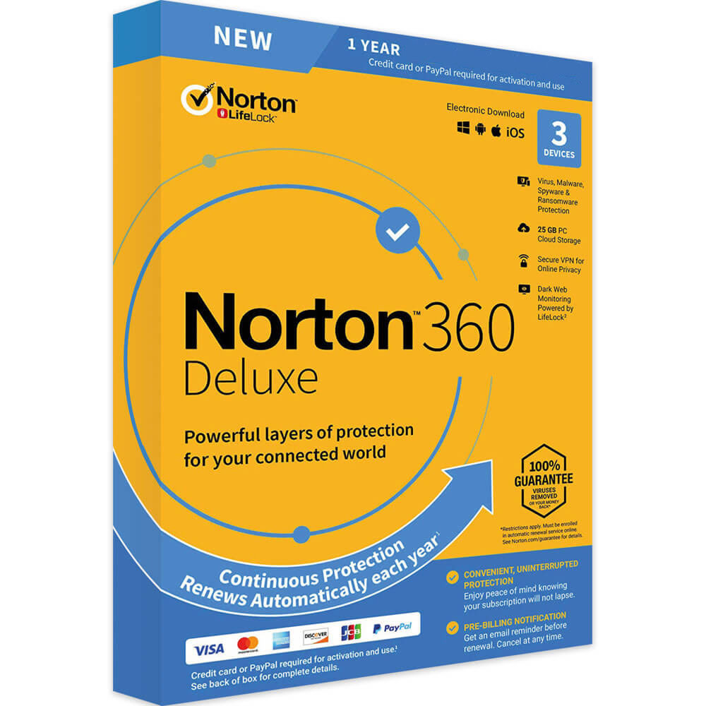 Norton AntiVirus 360 Deluxe - 3 Dispositivos - 25GB - 1 Año ...