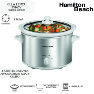 Olla de Cocción Lenta 4 Tazas 33140v Hamilton Beach 33140V 5H00100 - Imagen 1