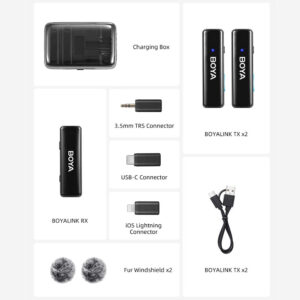Microfonos dobles Boya BoyaLink USB-C + Lightining + 3.5mm TRS NC - Imagen 4