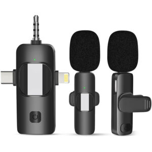 Microfono Inalambrico 2 personas Lightning + USB-C + 3.5mm K15 - Imagen 2