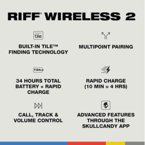 Audífonos Inalámbricos Skullcandy Riff 2 Wireless Bluetooth 34 Hrs Tile - Imagen 4