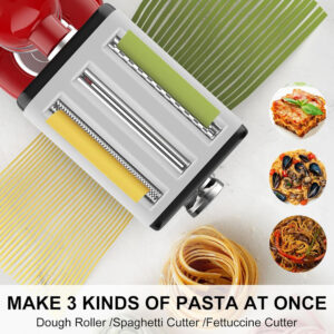 Rodillo y Cortador de Pasta – Fettuccine – Spaghetti 3 Pcs KitchenAid NEWSETS - Imagen 3