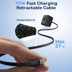 Cargador/Adaptador de Viaje Baseus Enercore CG11 70W 6-1 USB-C PD y Cable Retráctil - Imagen 3