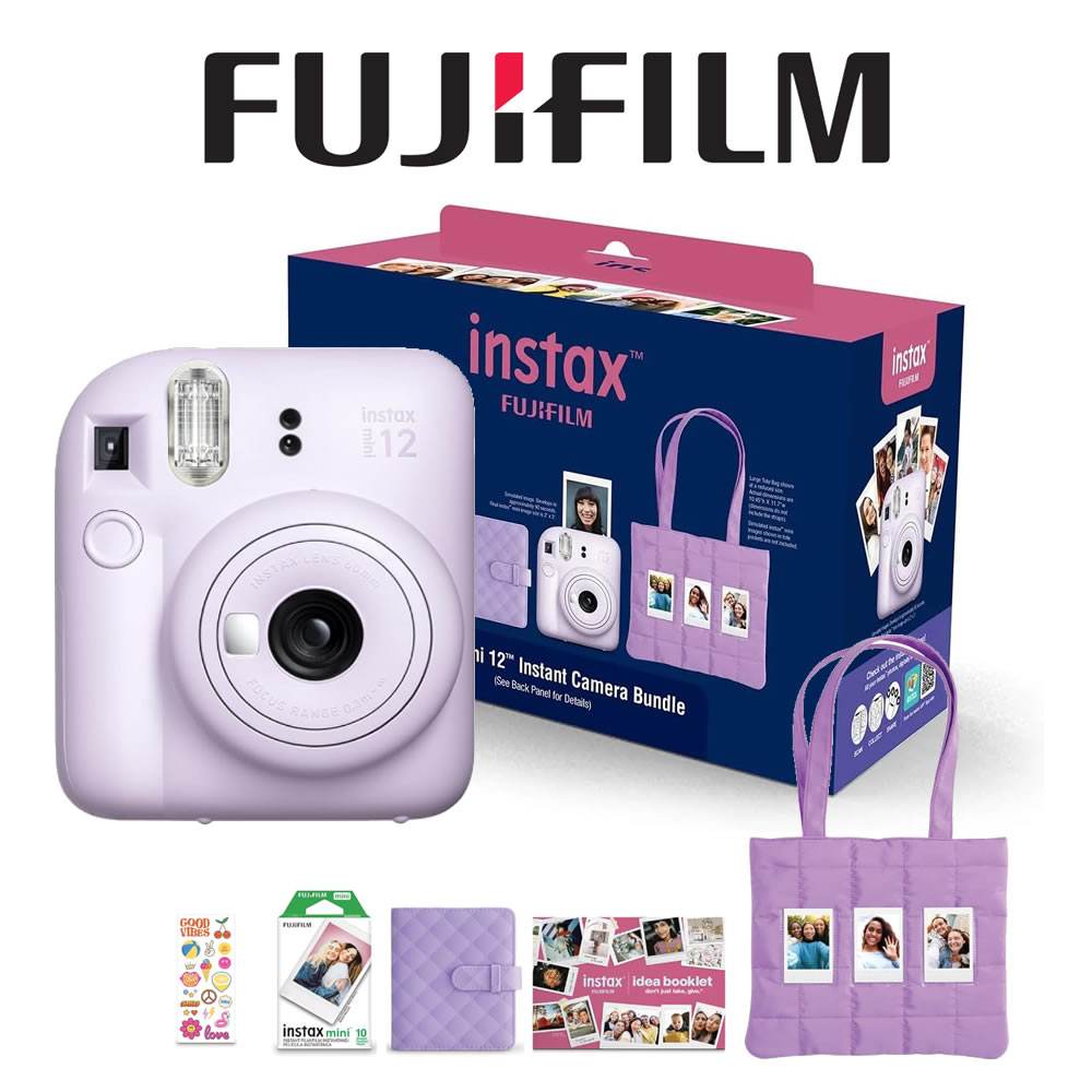 Fujifilm Instax Mini 12 Camara Instantanea Imprime Fotos Holiday Bundle Lila