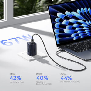 Cargador 67W Baseus PICOGO USB-C 3-Puertos Carga Rapida Laptop/Tablet/Celular - Imagen 4