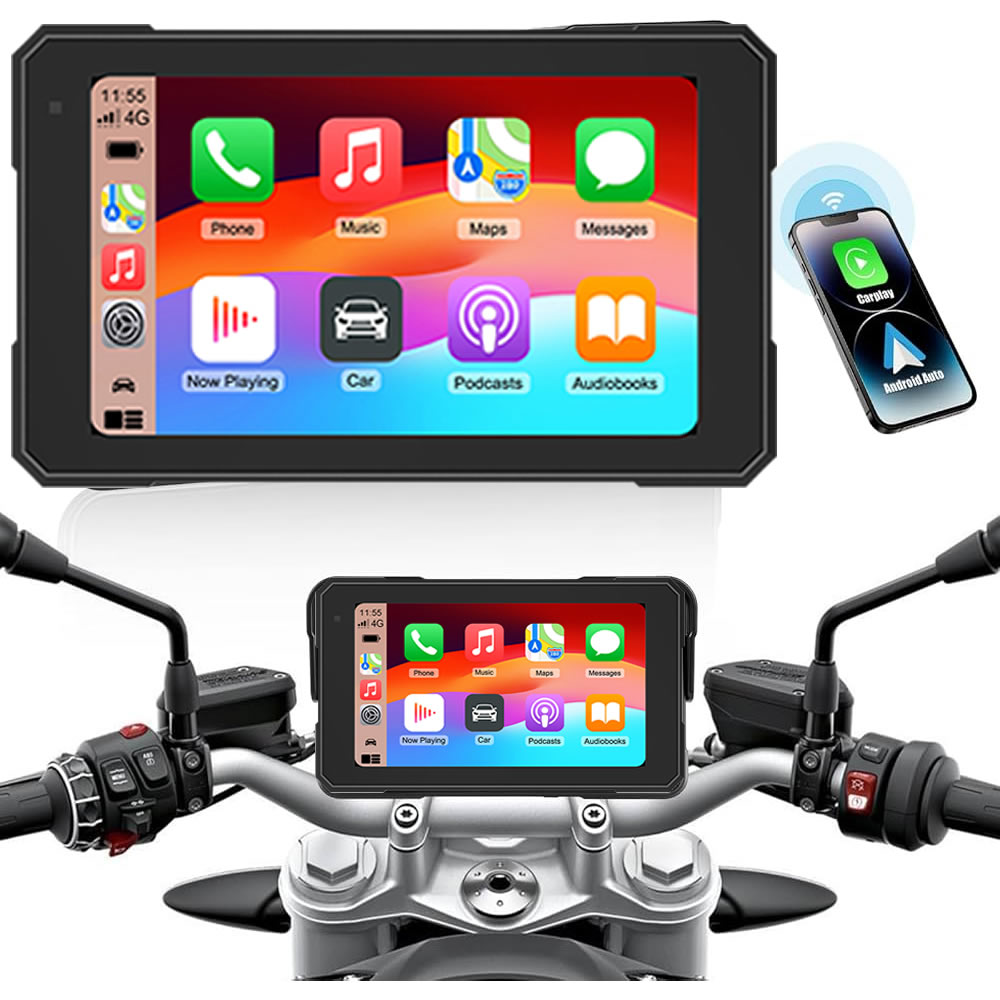 Pantalla para Moto con CarPlay y Android Auto 5” Bluetooth Q5S