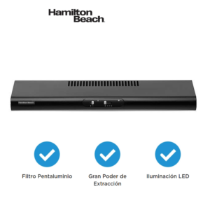 Campana extractora Hamilton Beach aluminio 90 cm Negra Hb90f15n 5hca000 - Imagen 3