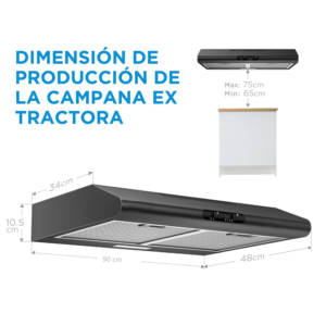 Campana extractora Hamilton Beach aluminio 90 cm Negra Hb90f15n 5hca000 - Imagen 4