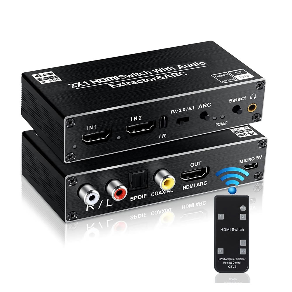 Extractor de Audio HDMI a Óptico/SPDIF/Coaxial/3.5mm/2CH/5.1CH 2.0 4K 60Hz HDR