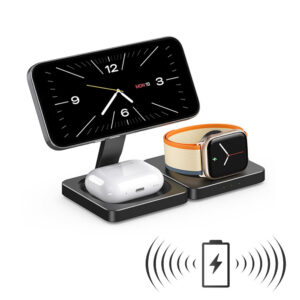 Base Cargador Inalámbrico 3-1 15W Plegable/Transporte Apple iPhone Airpod Watch - Imagen 1