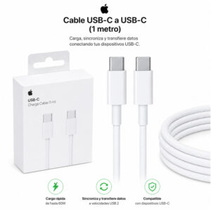 Cable Apple USB-C a USB-C 60W 1 Metro Carga Rápida iPhone/iPad - Imagen 1