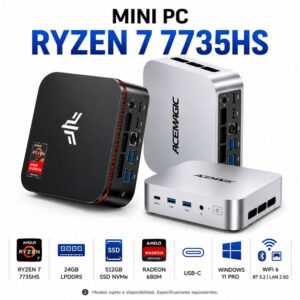 Mini PC Ryzen 7 7735HS | 24GB LPDDR5 | 512GB SSD | Radeon 680M | Win 11 Pro | WiFi+BT - Imagen 1