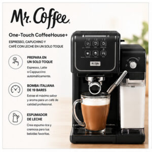 Máquina Automática de Espresso Cappuccino y Lattes 19-Bar Mr. Coffee One-Touch - Imagen 2
