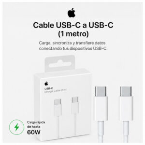 Cable Apple USB-C a USB-C 60W 1 Metro Carga Rápida iPhone/iPad - Imagen 4