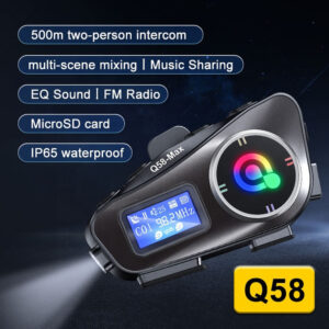 Intercomunicador Para Casco de Moto Q58 Max 500m FM Bluetooth Musica - Imagen 4