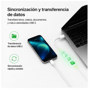 Cable Apple USB-C a USB-C 60W 1 Metro Carga Rápida iPhone/iPad - Imagen 5