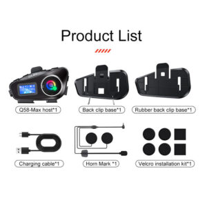 Intercomunicador Para Casco de Moto Q58 Max 500m FM Bluetooth Musica - Imagen 6