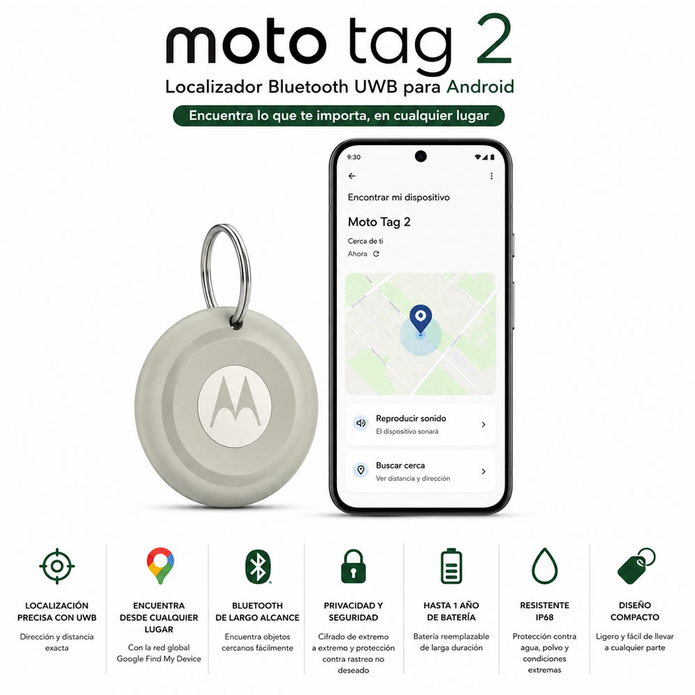 Motorola Moto Tag 2 | Localizador Bluetooth UWB para Android