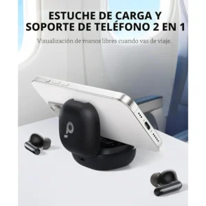 Estuche Soundcore P40i negro como soporte de teléfono 2 en 1 en avión