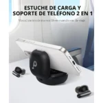 Audifonos Soundcore P40i Negro inalámbricos con estuche de carga sobre fondo blanco