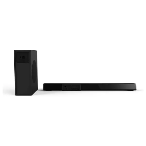 Barra de sonido Philips 5620 5PHIBS2 vista trasera con puertos HDMI y subwoofer negro