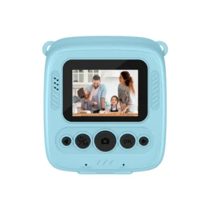 Cámara Instantánea Cam-Print-Az Steren azul vista trasera con pantalla LCD
