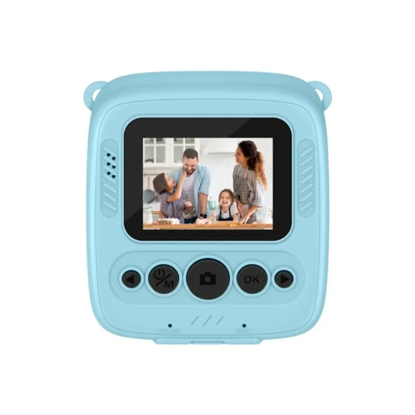 Cámara Instantánea Cam-Print-Az Steren azul vista trasera con pantalla LCD