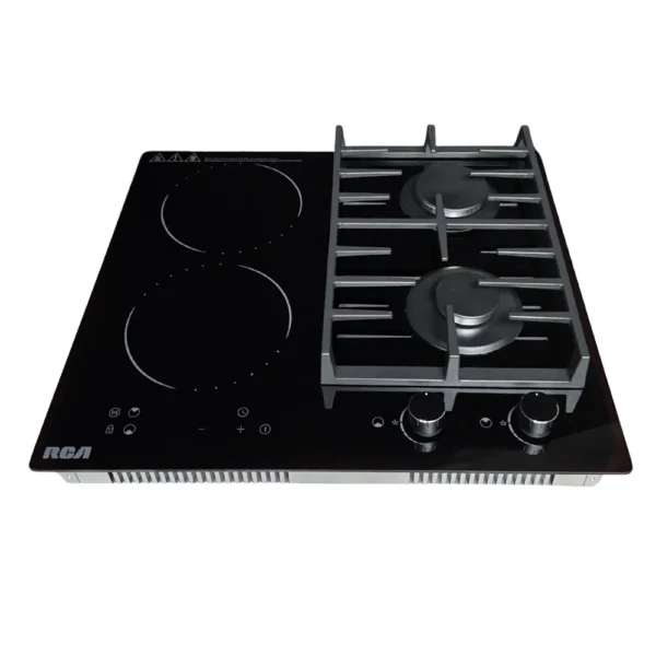 Encimera híbrida RCA IFG7016 5IND002 2 gas y 2 inducción en vidrio negro