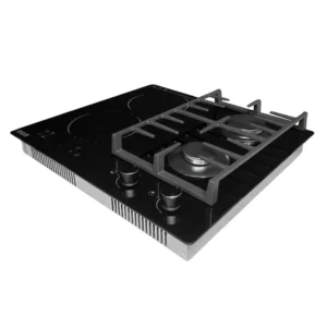 Encimera híbrida RCA IFG7016 5IND002 en ángulo con gas e inducción vidrio negro