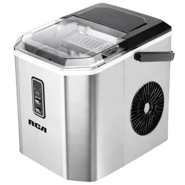 Maquina de Hielo RCA 12 Kg 5RCAR1C — vista principal del producto Máquina de hielo RCA 12 Kg 5RCAR1C de acero inoxidable con tapa transparente