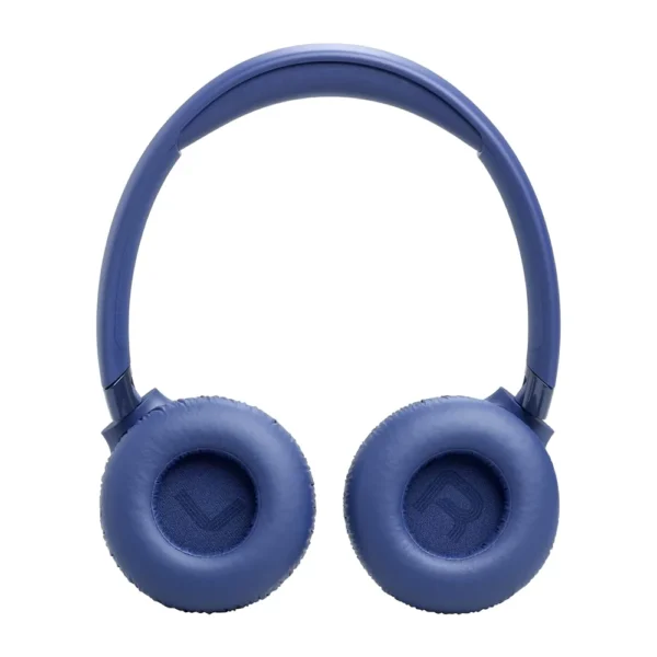 Audifonos JBL Tune 680 NC Azul vista frontal con almohadillas acolchadas sobre fondo blanco