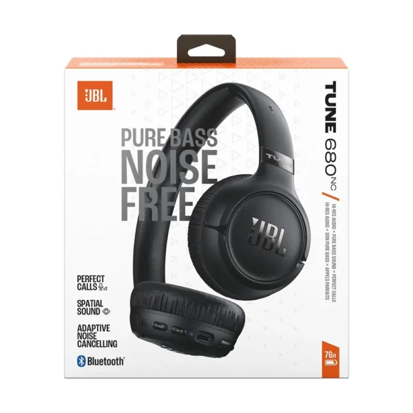 Empaque auriculares JBL Tune 680NC negros con ANC y 76 horas de batería