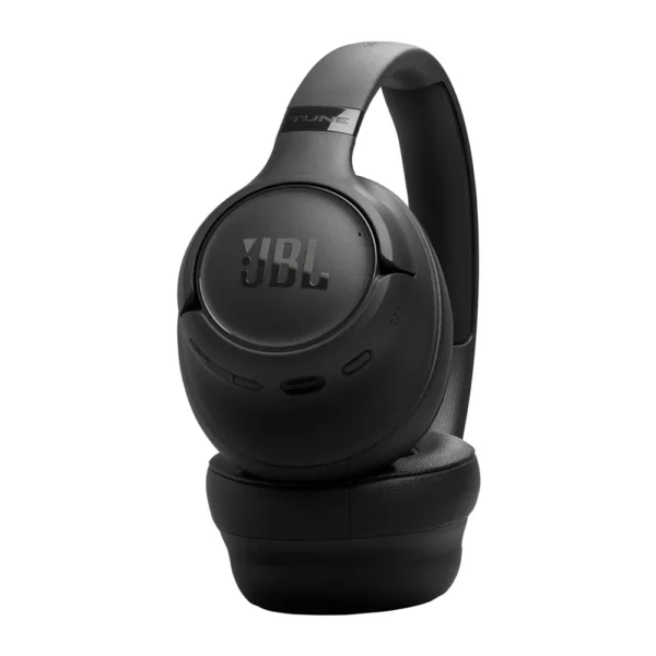 Auriculares JBL Tune 730BT negros con controles y puerto USB-C en ángulo