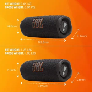 Parlante JBL Flip 7 BT Negro dimensiones y peso en sistema métrico e imperial