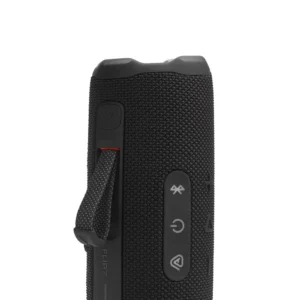 Parlante JBL Flip 7 BT Negro detalle de botones de control y correa de transporte