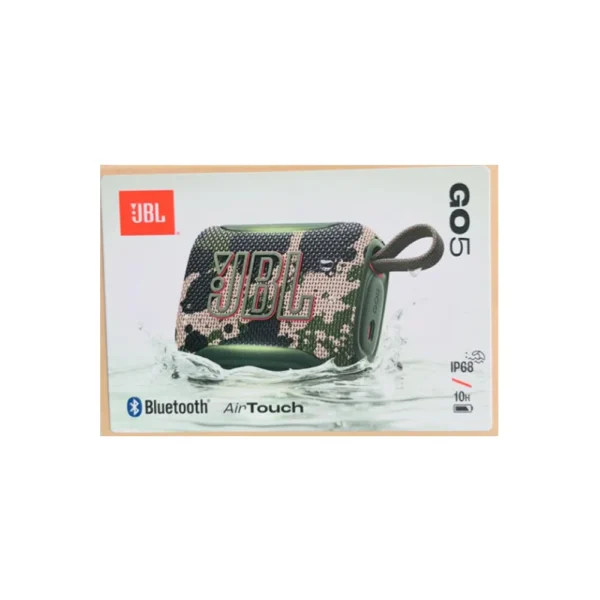 Parlante JBL GO 5 camuflaje IP68 con 10 horas de batería y salpicaduras