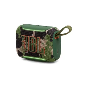 Parlante JBL GO 5 camuflaje militar verde con logo naranja y asa integrada