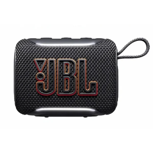 Parlante JBL GO 5 BT Negro compacto con tejido y logo naranja