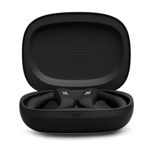 Audífonos JBL Endurance Peak 4 Negros guardados en estuche de carga