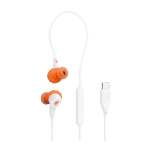 Audífonos JBL Endurance Run 3 BT Blanco con almohadillas naranja y USB-C