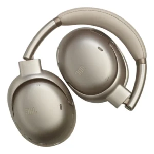 Audifonos JBL Tour One M3 TWS Bronce champán plegados en vista compacta sobre fondo blanco