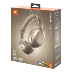 Empaque original de los Audifonos JBL Tour One M3 TWS Bronce color champán con cancelación de ruido y audio Hi-Res
