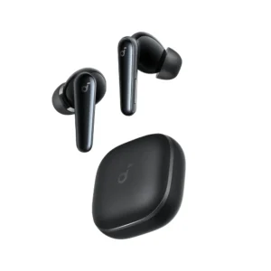 Audífonos Anker Soundcore Tws Liberty 5 Negro con estuche de carga sobre fondo blanco