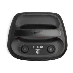 Detalle superior JBL PartyBox Encore 2 con controles Bass Boost y Bluetooth