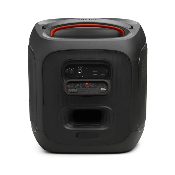 Vista trasera JBL PartyBox Encore 2 con entradas micrófono, USB-C y AUX