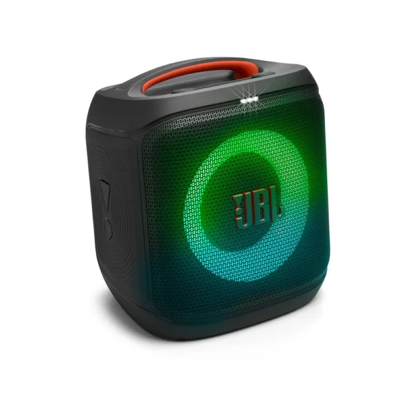 Parlante JBL PartyBox Encore 2 negro con luces LED y asa naranja