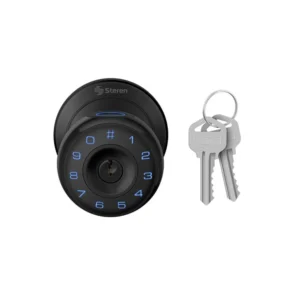 Perilla biométrica Bluetooth lock-320 Steren negra con teclado azul y llaves